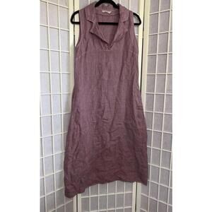 Valentina Naldi Italy Purple Minimalist Casual Sleeveless Natural Linen Dress XS